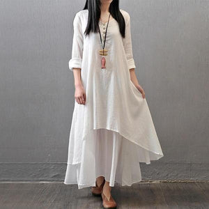 Cotton Linen Elegant Maxi Dress - GetComfyShoes