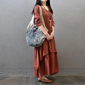 Cotton Linen Elegant Maxi Dress - GetComfyShoes