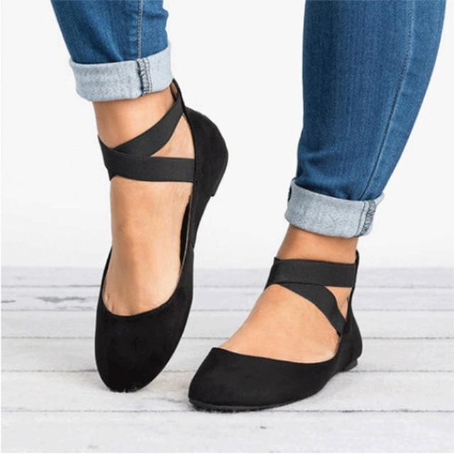 Elastic Band Casual Flats - GetComfyShoes