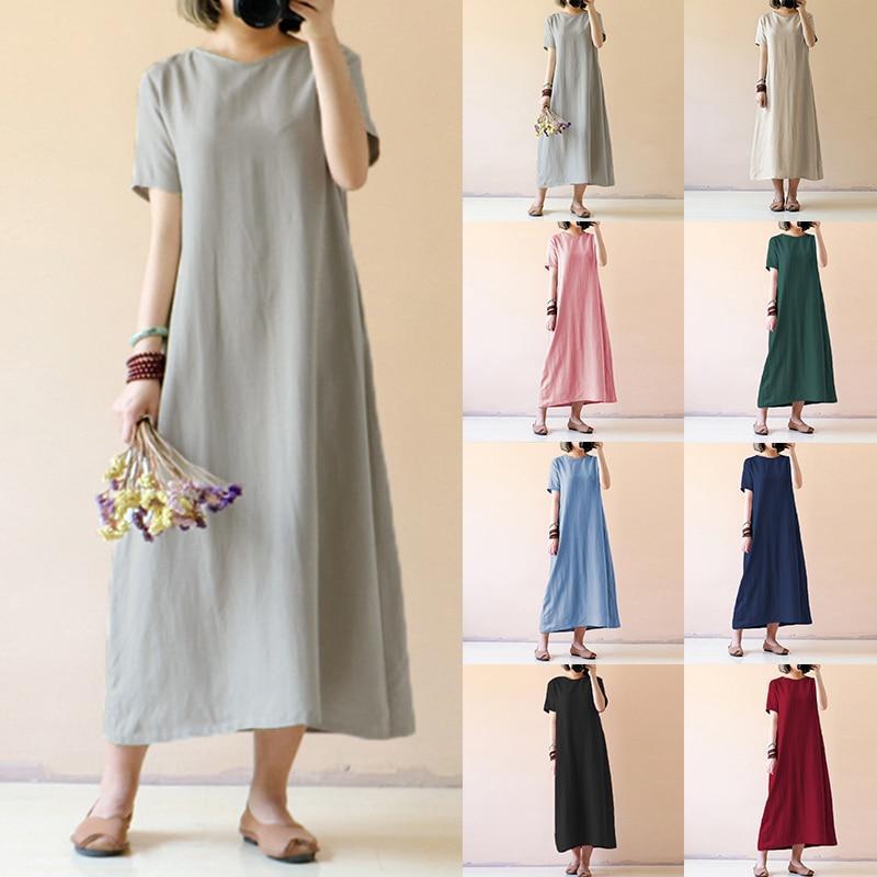 Casual Cotton Linen Dress - GetComfyShoes