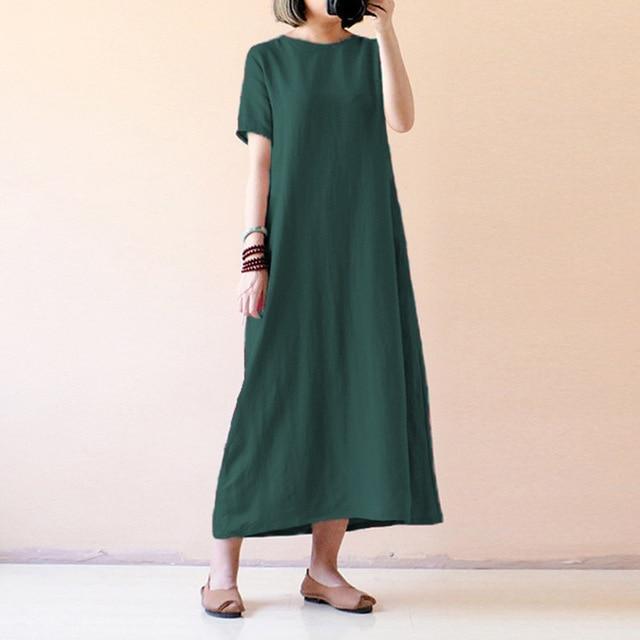 Casual Cotton Linen Dress - GetComfyShoes