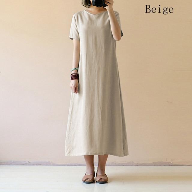 Casual Cotton Linen Dress - GetComfyShoes