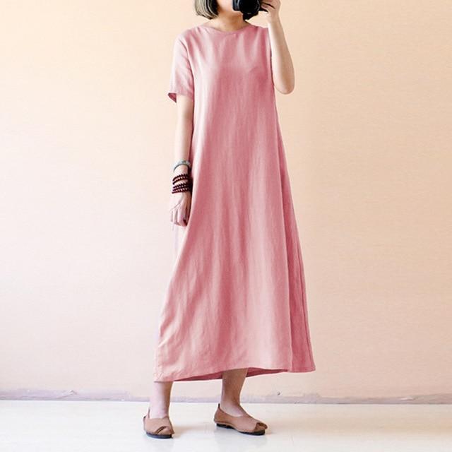 Casual Cotton Linen Dress - GetComfyShoes