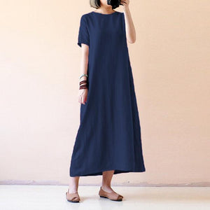 Casual Cotton Linen Dress - GetComfyShoes