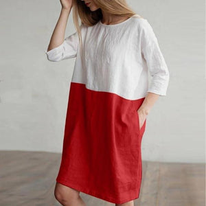Casual Half Sleeved Cotton Linen Dress - GetComfyShoes