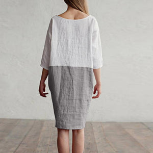 Casual Half Sleeved Cotton Linen Dress - GetComfyShoes