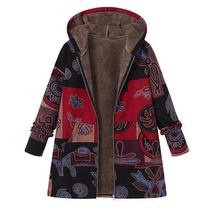 Fashion Print Hooded Winter Coat - GetComfyShoes