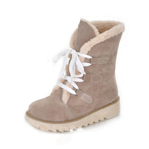 Lace up Warm Fur Platform Winter Boots - GetComfyShoes