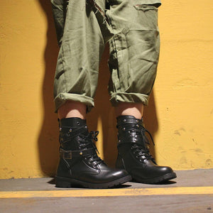 Vintage Women Buckle Strap Boots Casual Leather Martin Boots