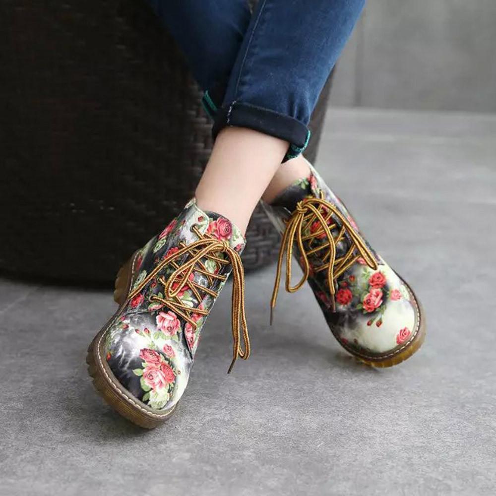 Vintage Floral Print Martin Boots