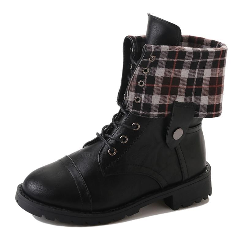 Lace Up Platform Casual Buckle Boots - GetComfyShoes