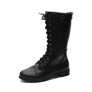 Lace Up Platform Casual Buckle Boots - GetComfyShoes