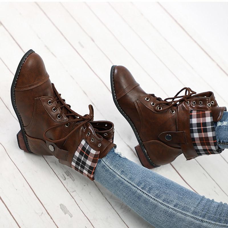 Lace Up Platform Casual Buckle Boots - GetComfyShoes