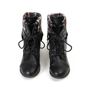 Lace Up Platform Casual Buckle Boots - GetComfyShoes