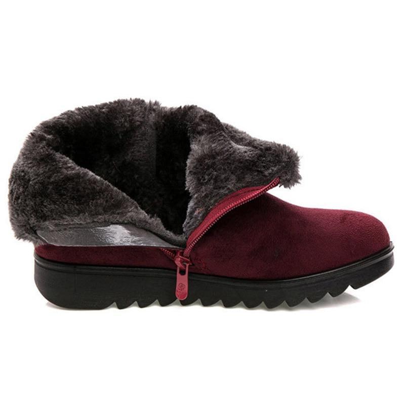 Warm Fur Platform Wedges Boots