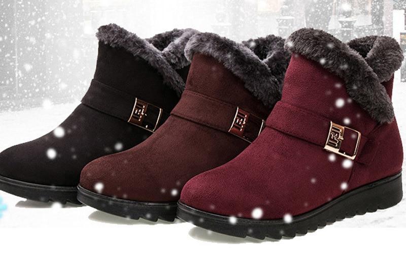 Warm Fur Platform Wedges Boots