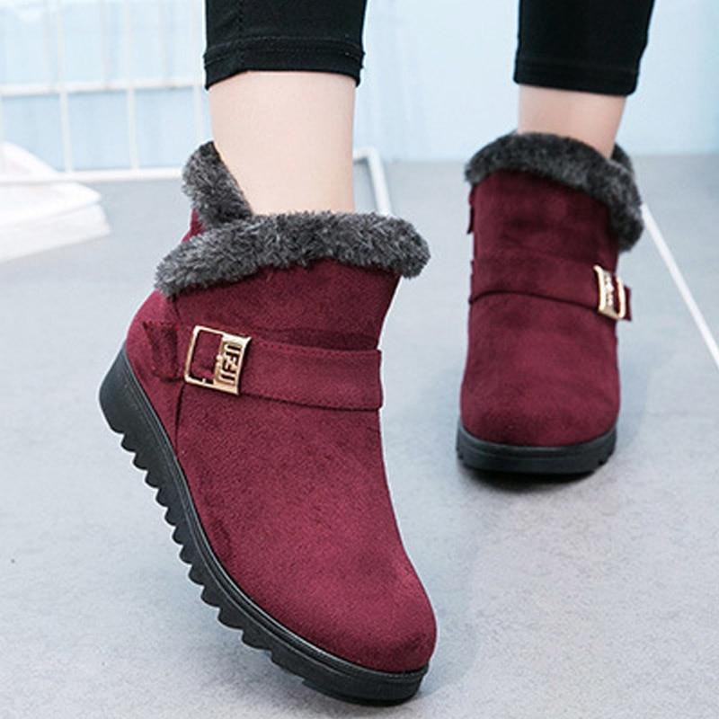 Warm Fur Platform Wedges Boots