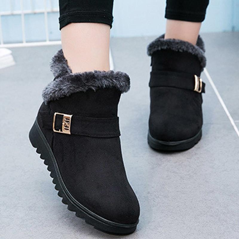 Warm Fur Platform Wedges Boots