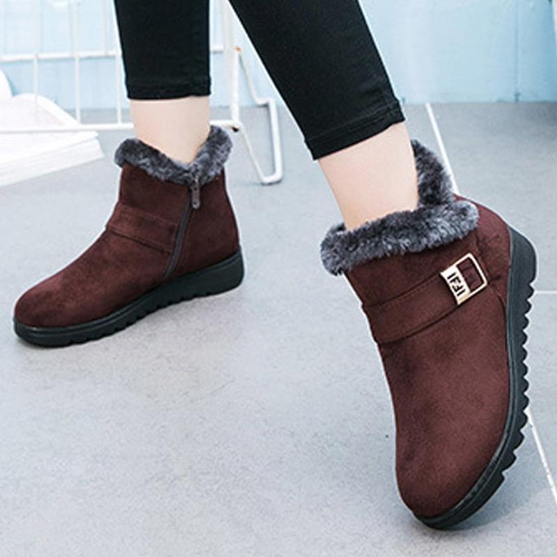 Warm Fur Platform Wedges Boots