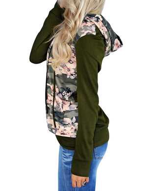 Floral Print Camouflage Hooded Sweatshirt - GetComfyShoes