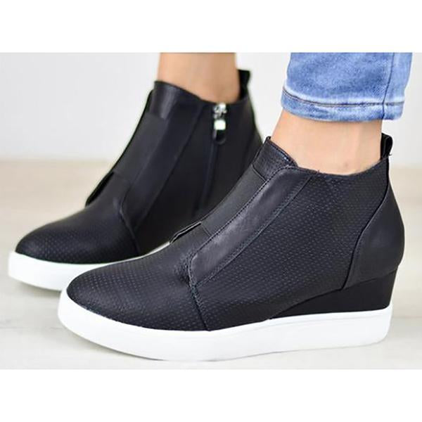 Chunky Mid Wedge Heels Ankle Boots Pumps Platform - GetComfyShoes