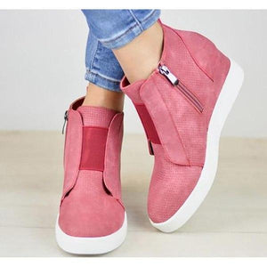 Chunky Mid Wedge Heels Ankle Boots Pumps Platform - GetComfyShoes
