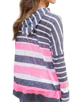 Drawstring Women Casual Striped Sweatshirts - GetComfyShoes