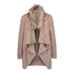 Fur Collar Teddy Coat Faux Fur Cardigan - GetComfyShoes