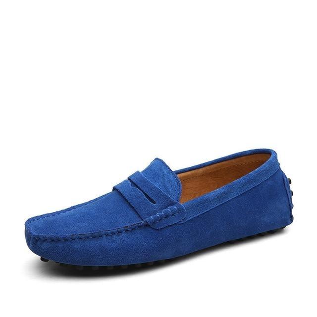 Men's suede penny loafers soft casual driving shoes daily slip on flats