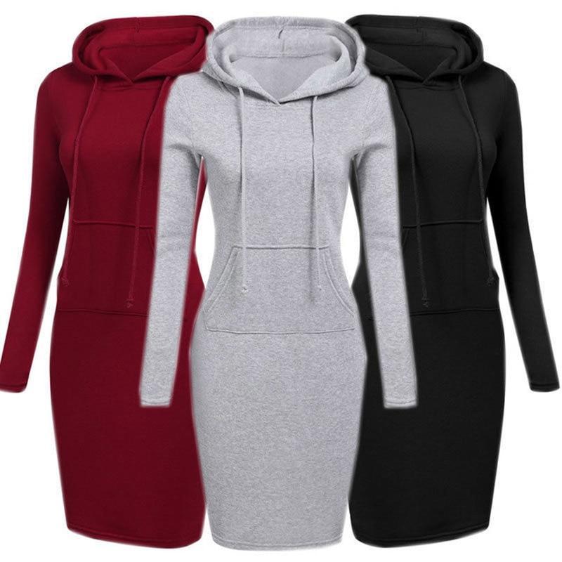 Winter Casual Solid Hoodies with Pockets