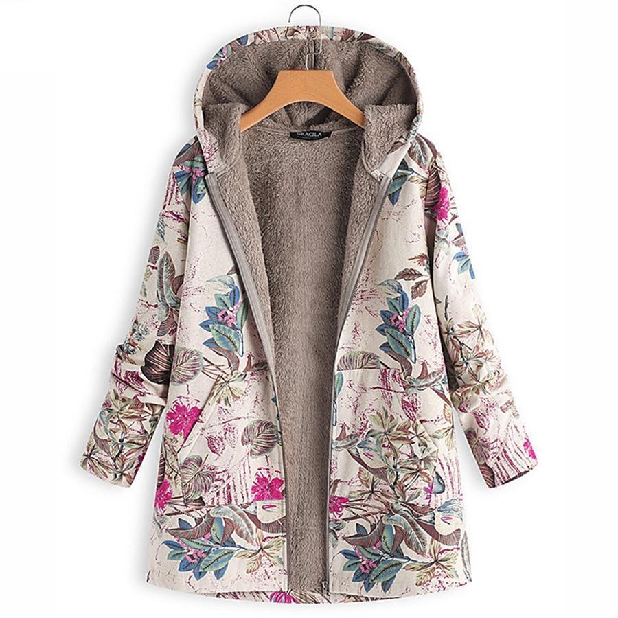 Floral Plus Size Cotton Coat - GetComfyShoes