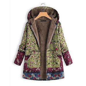 Floral Plus Size Cotton Coat - GetComfyShoes