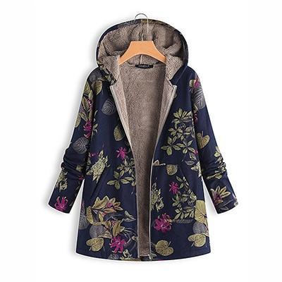 Floral Plus Size Cotton Coat - GetComfyShoes