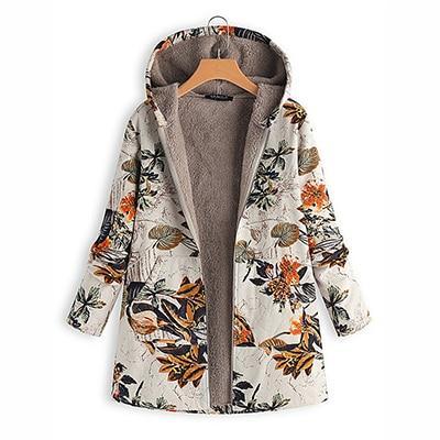 Floral Plus Size Cotton Coat - GetComfyShoes