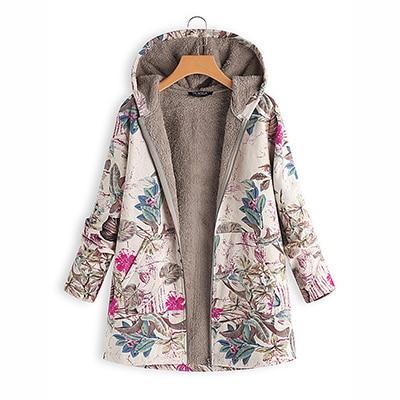 Floral Plus Size Cotton Coat - GetComfyShoes