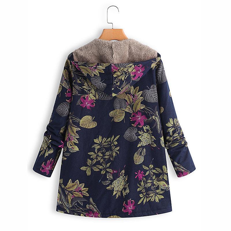 Floral Plus Size Cotton Coat - GetComfyShoes