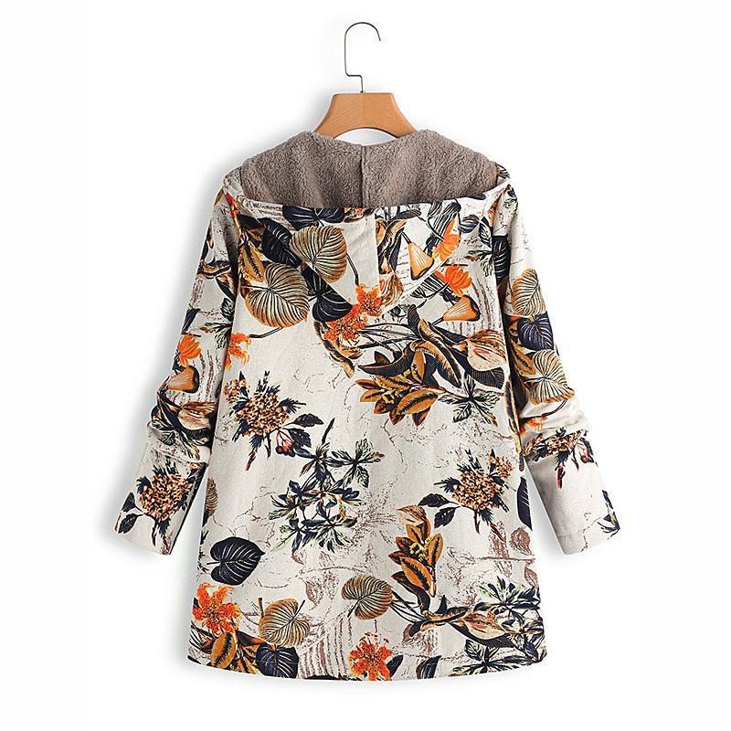 Floral Plus Size Cotton Coat - GetComfyShoes