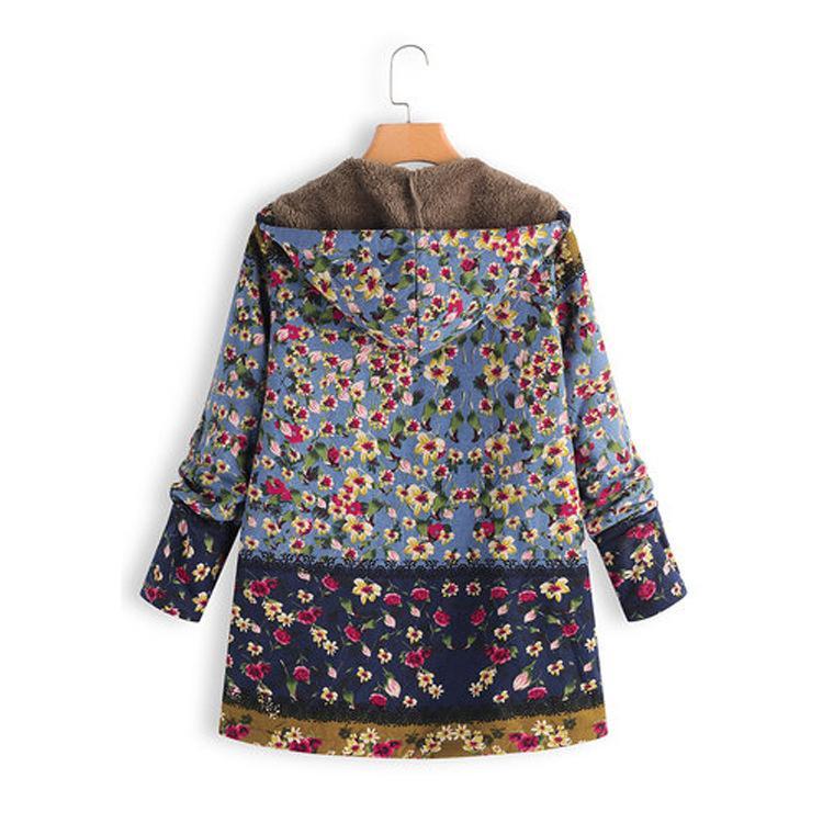 Floral Plus Size Cotton Coat - GetComfyShoes