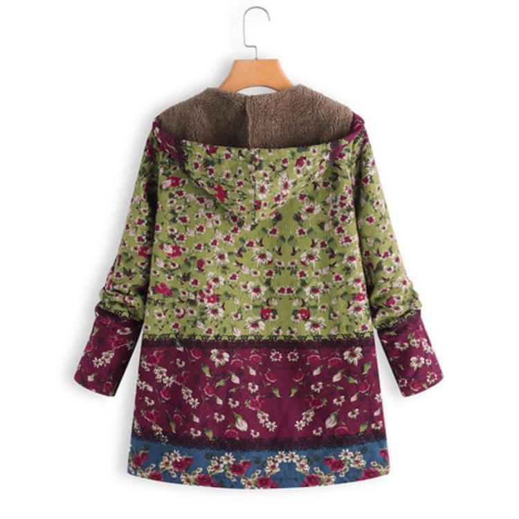 Floral Plus Size Cotton Coat - GetComfyShoes