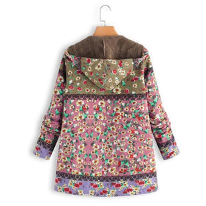 Floral Plus Size Cotton Coat - GetComfyShoes