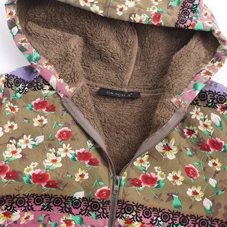 Floral Plus Size Cotton Coat - GetComfyShoes