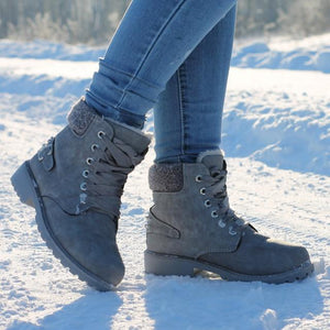 Lace up Solid Casual Ankle Boots - GetComfyShoes