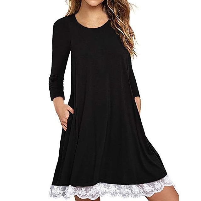 Lace Cotton blend Loose Dress - GetComfyShoes