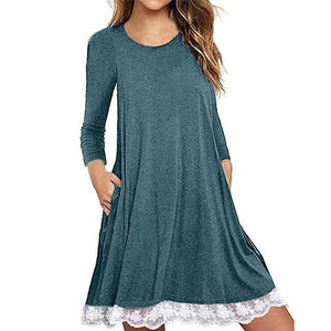 Lace Cotton blend Loose Dress - GetComfyShoes