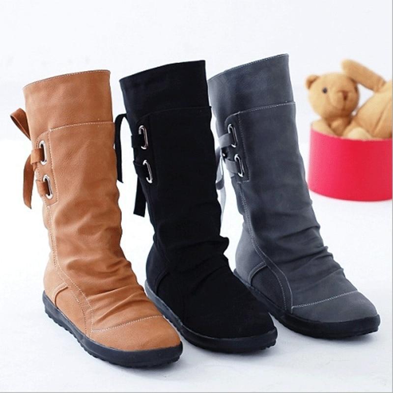 Lace-up Mid-Calf Boots - GetComfyShoes