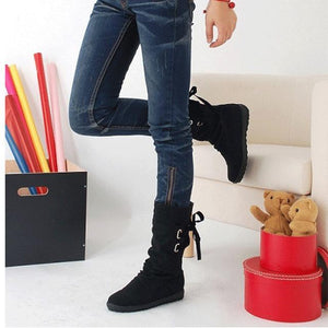 Lace-up Mid-Calf Boots - GetComfyShoes