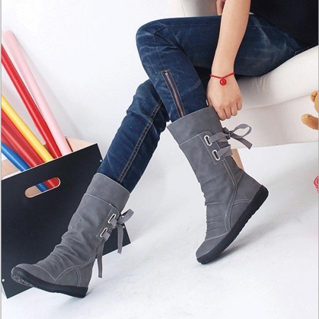 Lace-up Mid-Calf Boots - GetComfyShoes
