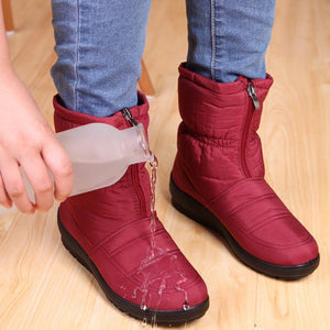 Waterproof fur lining snow boots anti-slip women's winter boots