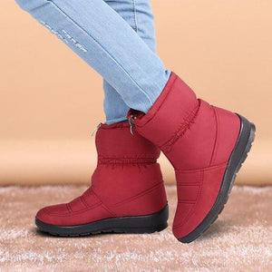 Waterproof fur lining snow boots anti-slip women's winter boots