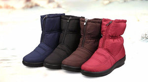 Waterproof fur lining snow boots anti-slip women's winter boots